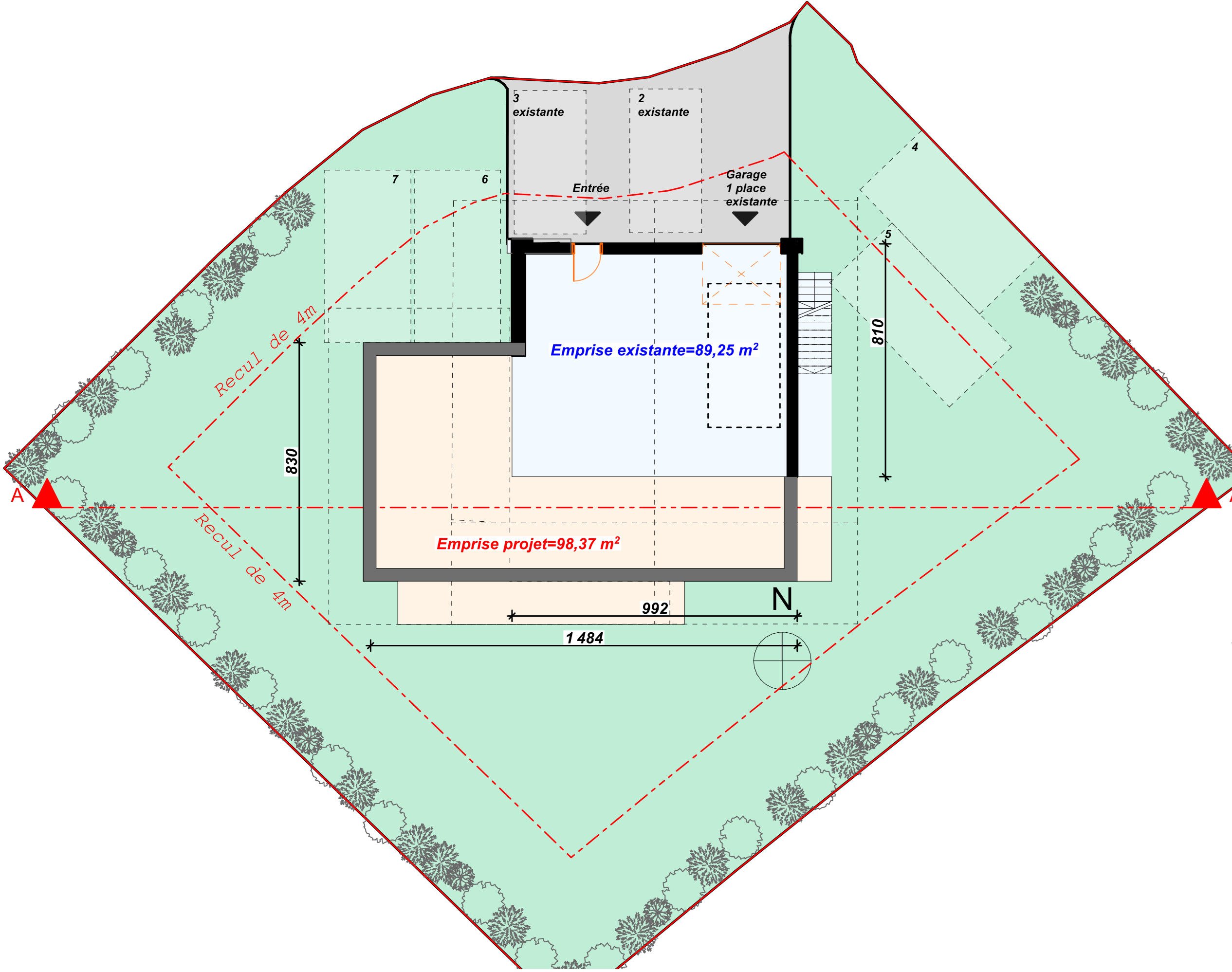 Plan terrain avec projet